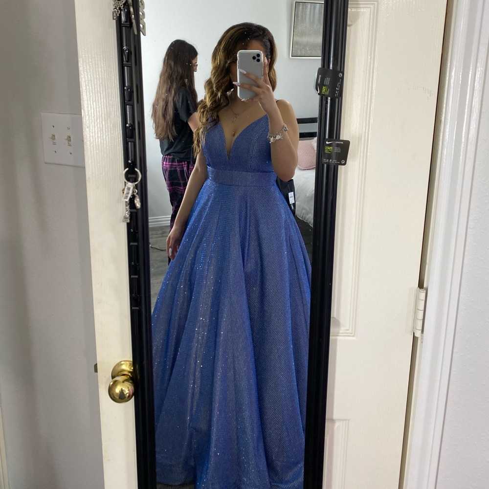 Spaghetti Strap Metallic Knit Ballgown PROM DRESS